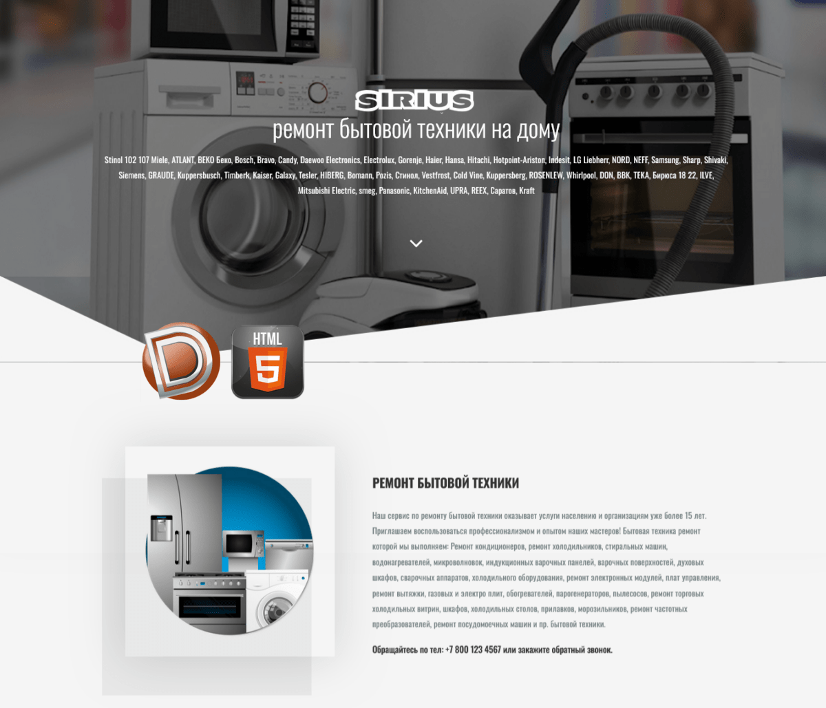 Шаблон сайта ремонта бытовой техники Dle 13.1
